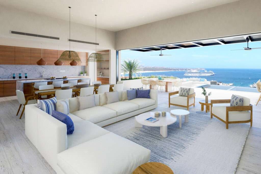 Four Seasons Cabo Beach Estates Luz de Diamante is perfectly situated just a short walk from the beach and nestled within the prestigious Diamante community positioned between the 5th and 16th holes of the Dunes Course designed by Davis Love III. Spanning approximately 20,000 sqft, this magnificent residence, built in 2017, seamlessly blends modern design with Mexican accents. The estate boasts four spacious master bedrooms, each providing stunning ocean – Pedregal de Cabo San Lucas, Cabo San Lucas, BS