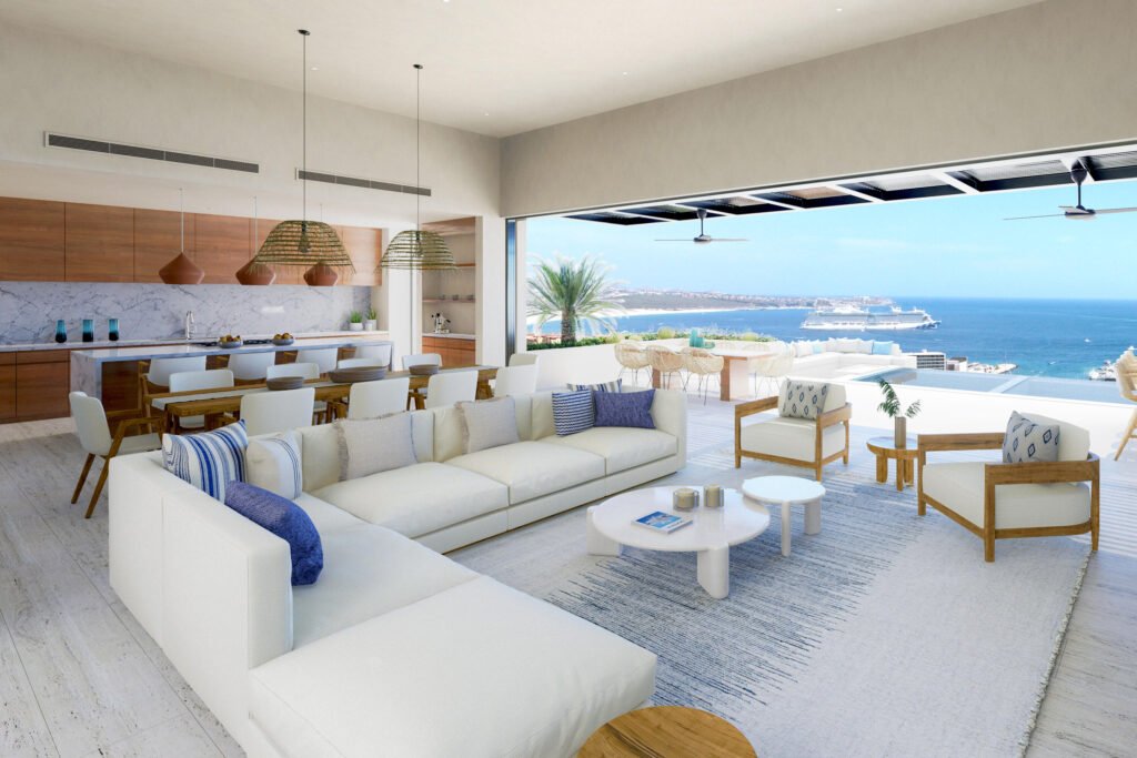 Four Seasons Cabo Beach Estates Luz de Diamante is perfectly situated just a short walk from the beach and nestled within the prestigious Diamante community positioned between the 5th and 16th holes of the Dunes Course designed by Davis Love III. Spanning approximately 20,000 sqft, this magnificent residence, built in 2017, seamlessly blends modern design with Mexican accents. The estate boasts four spacious master bedrooms, each providing stunning ocean – Pedregal de Cabo San Lucas, Cabo San Lucas, BS