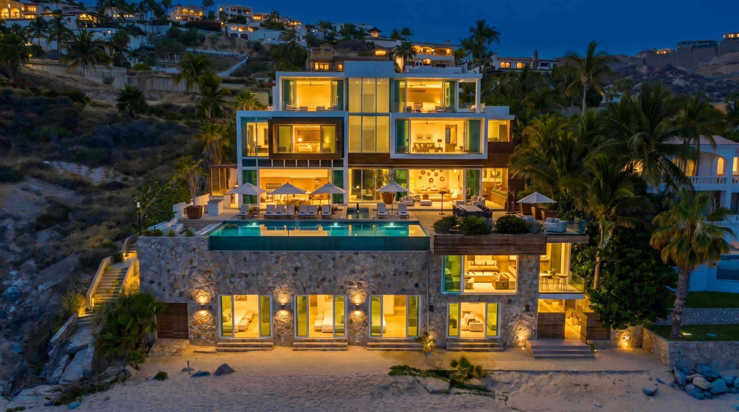 Four Seasons Cabo Punta Bella Considering all things Casa Mareva may well be the finest residential property currently offered on the Baja market. What truly distinguishes Casa Mareva is its rarity. There is simply no other oceanfront estate in Baja that combines this level of architectural scale, world class amenities, proven rental performance, and one of the most coveted stretches of swimmable coastline in the entire peninsula. Set along this extraordinary shoreline, the estate offers exceptional privacy while being just minutes from the prestigious Palmilla Golf Club, world renowned resorts, fine dining, and luxury amenities. Located within the prestigious gated community of Punta Bella, Casa Mareva captures panoramic – Palmilla Sur SJC, San Jose Corridor, BS